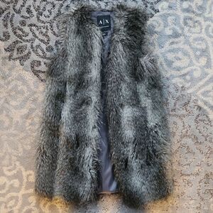 A|X Armani Exchange Faux Fur Vest Gray Small